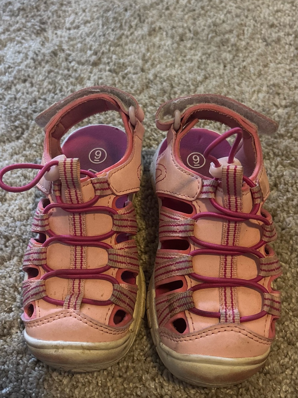 Girls' Pink Water Shoes with Secure Bungee Closure